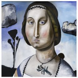 La Dama del Collare, d'apres Raffaello, olio su tela, 100 x 100 cm, 2011