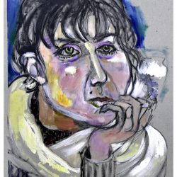 Raja (Ragazza con Cigaretta), olio su cartone, 50 x 35 cm, 2012
