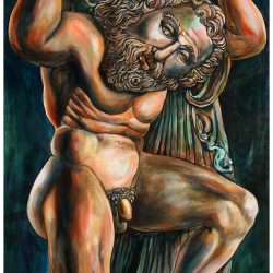 Sisifo, olio su tela, 140 x 80 cm. 2022
