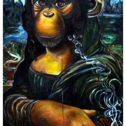 Monna Scimmia (Too Much Monkey Business), d'apres Leonardo, olio su tela, 180 x 120 cm, 2012