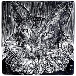 Il Gatto di Velazquez, linografia, 50 x 50 cm. 2014