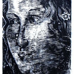 Ritratto di Dama, linografia su carta, 25 x 18 cm. 2012